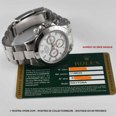 rolex-daytona-116520-blanche-pour-homme-femme-white-dial-cadran-blanc-full-set-aix-en-provence-paris-sete-beziers-leucate